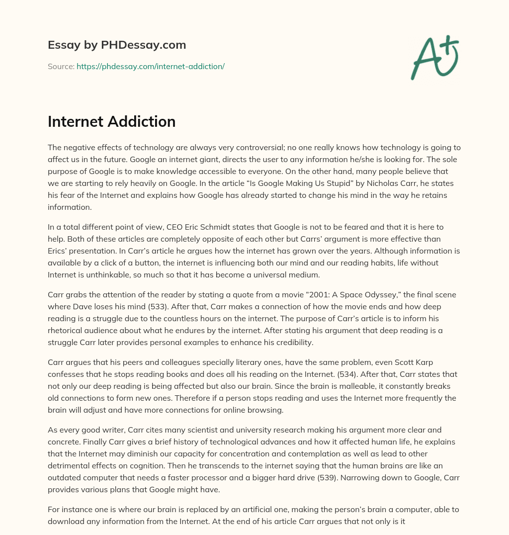 Internet Addiction essay