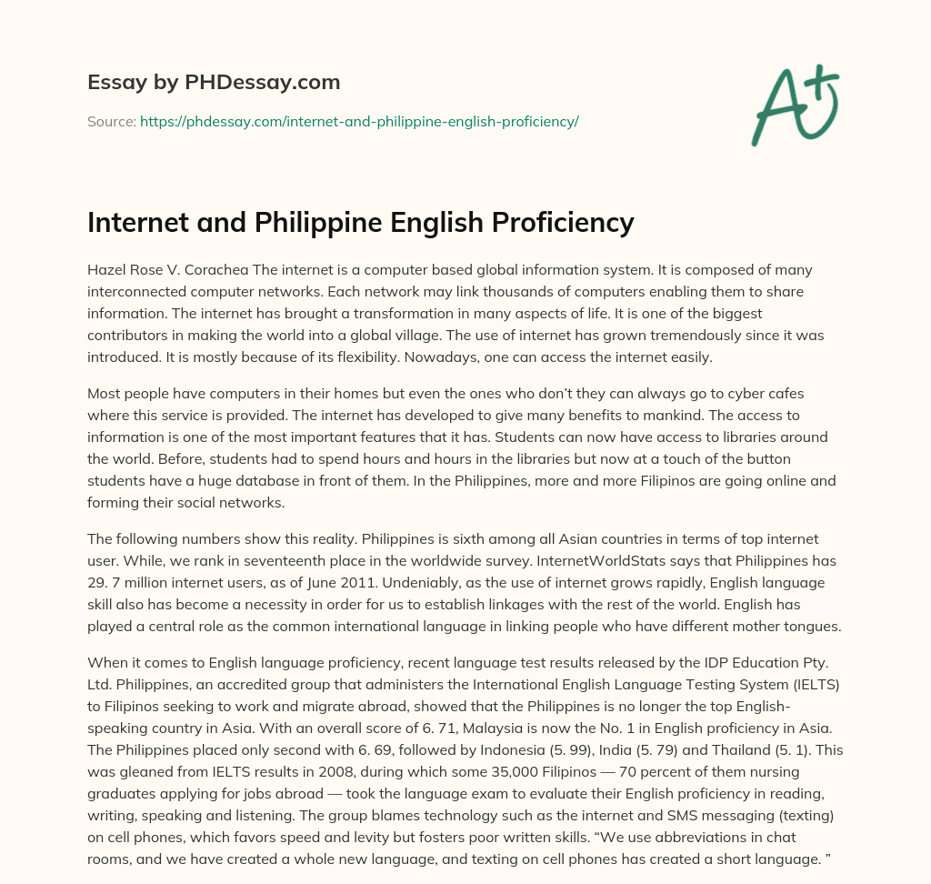 internet connection in the philippines essay
