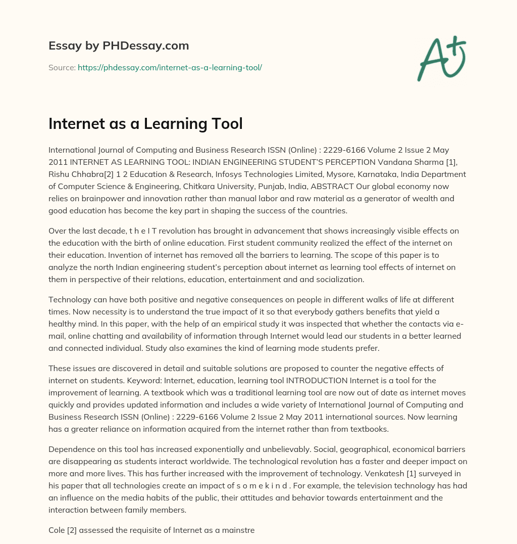 Internet as a Learning Tool essay