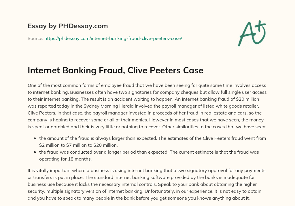 internet banking fraud case study