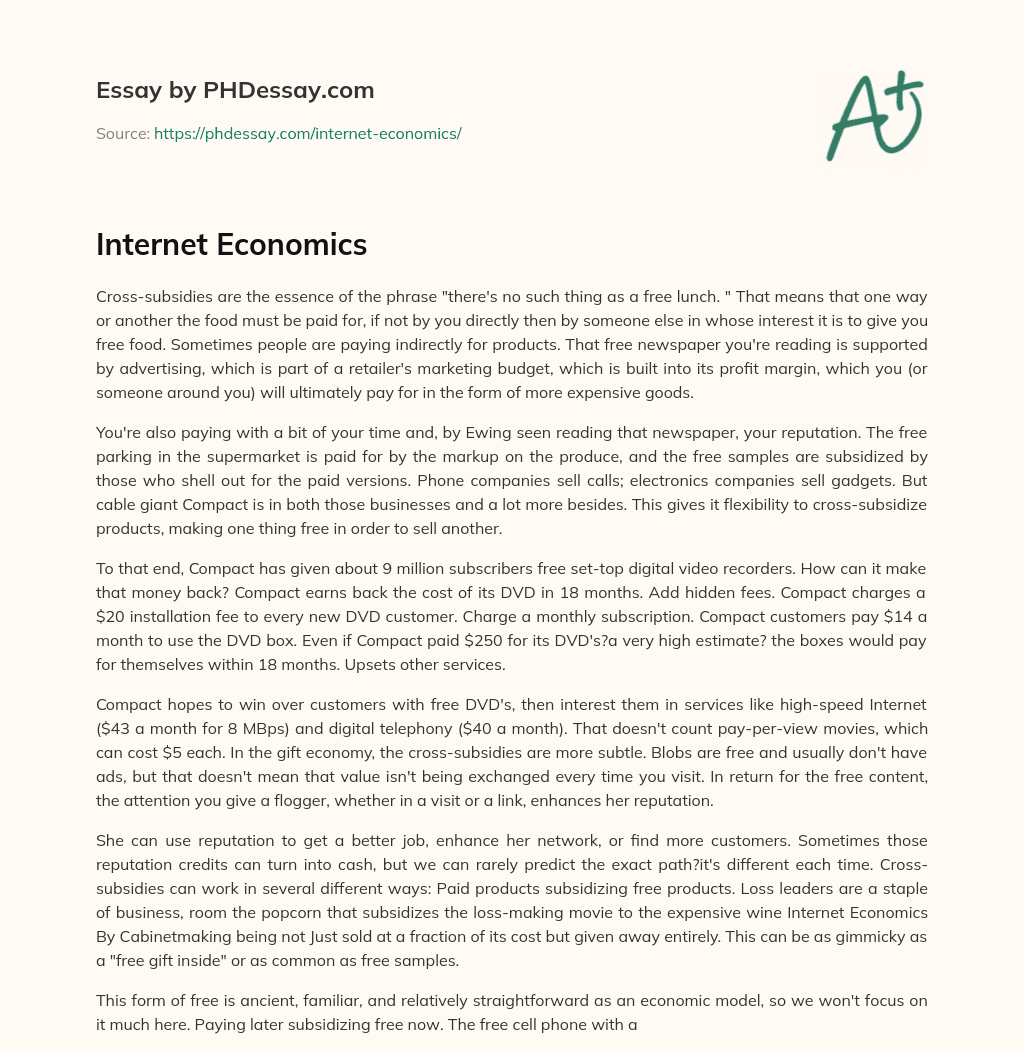 Internet Economics essay