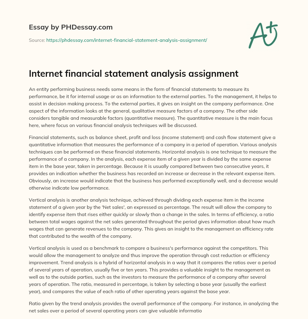 Internet financial statement analysis assignment essay