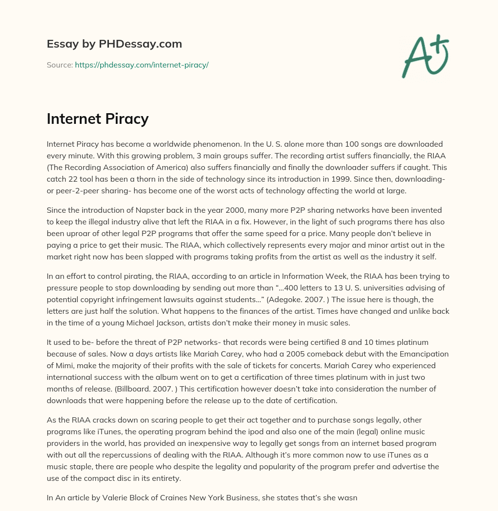 Internet Piracy essay