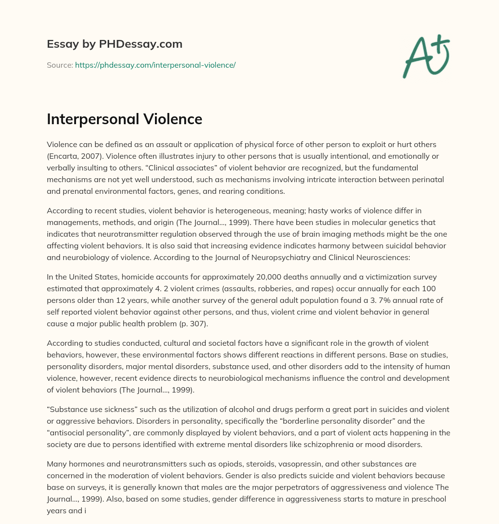 Interpersonal Violence essay