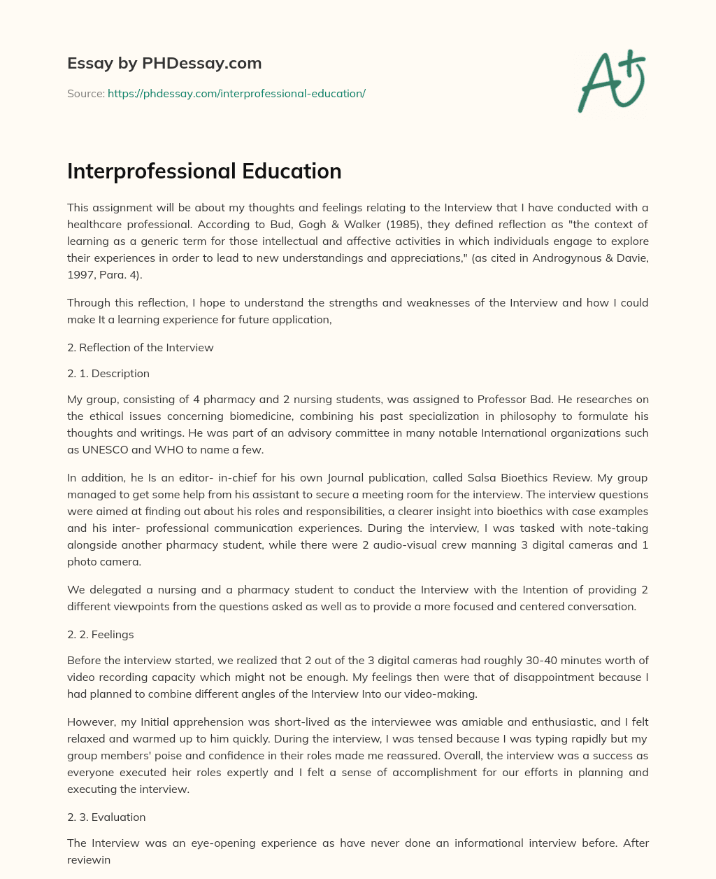 Interprofessional Education essay