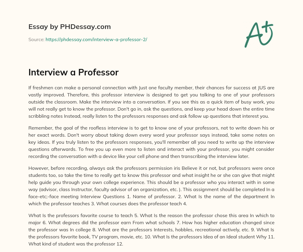 Interview a Professor essay