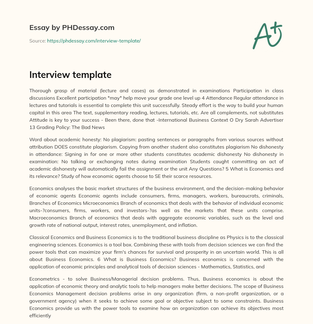 Interview template essay