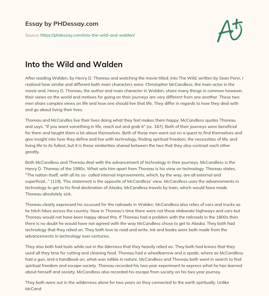 Into the Wild and Walden essay