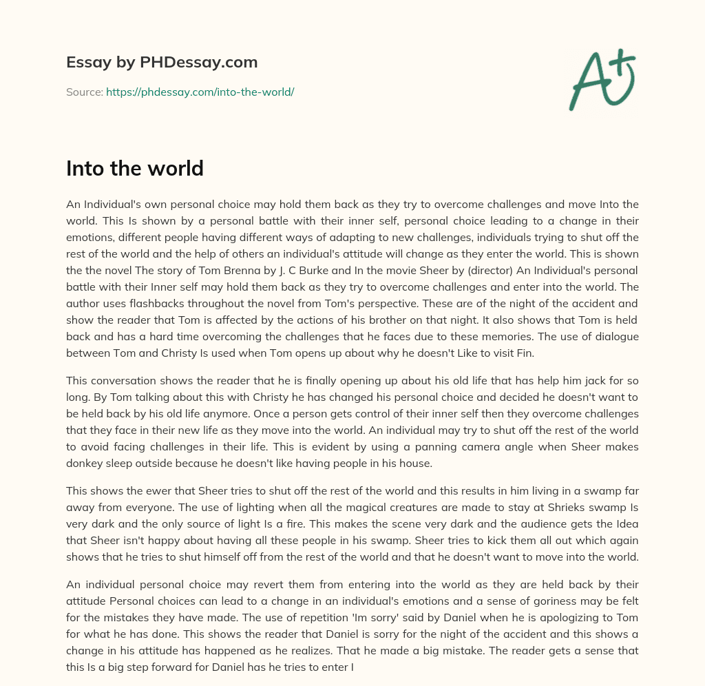 Into the world essay