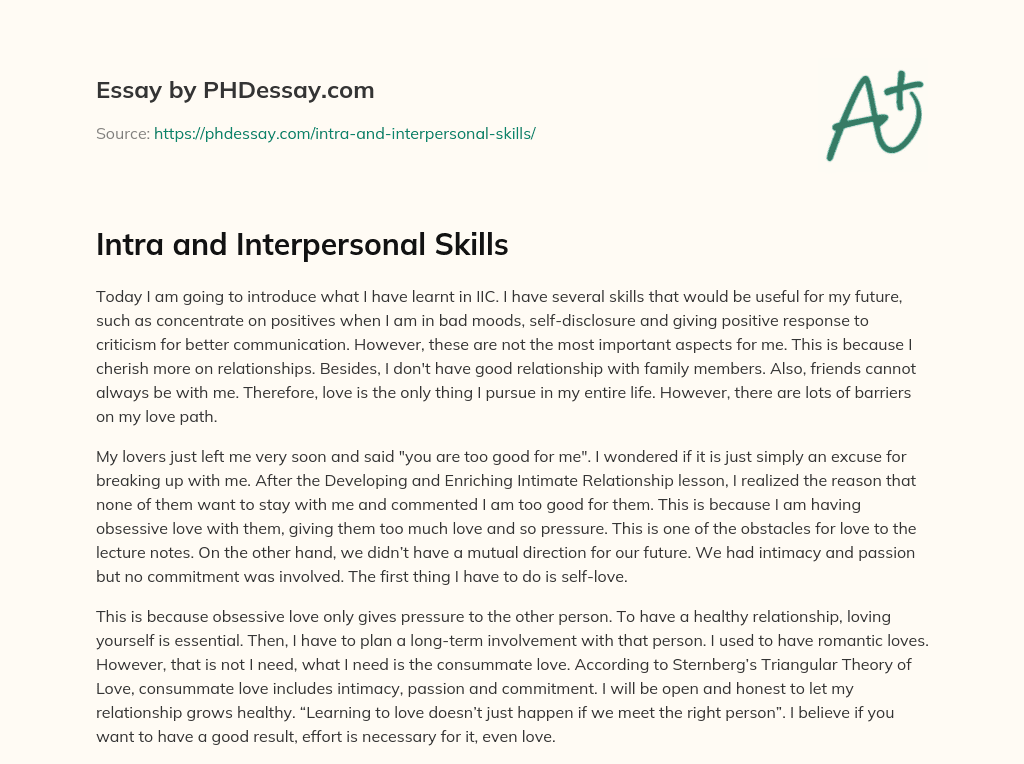 development of interpersonal skills essay