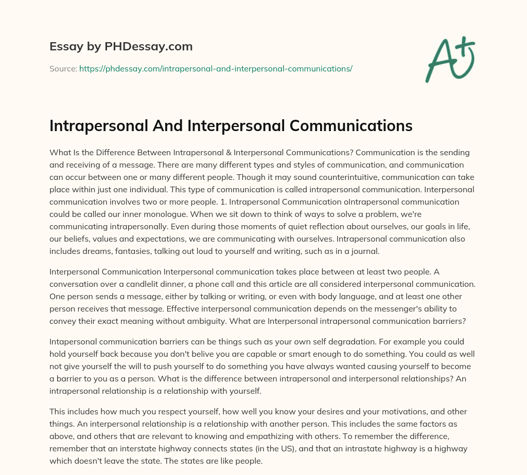 interpersonal communication narrative essay