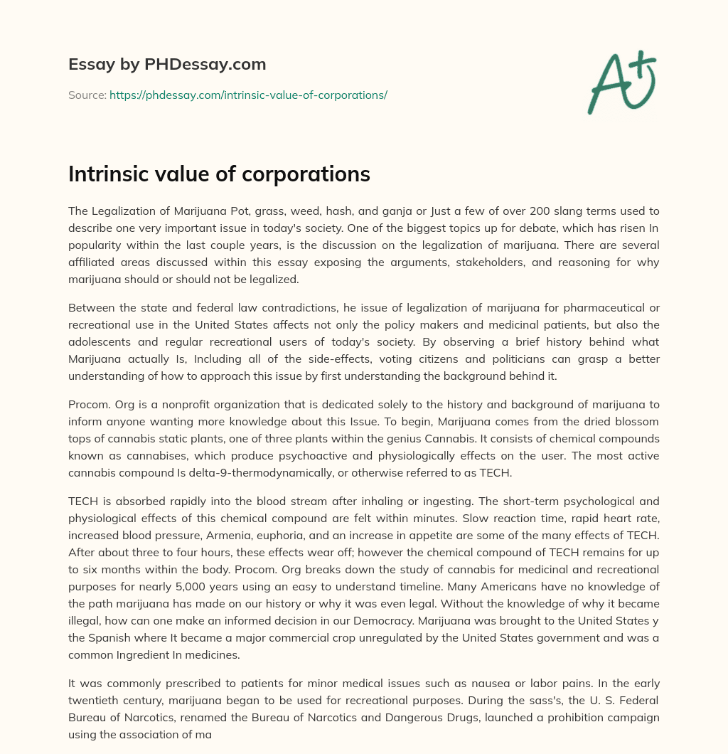 Intrinsic value of corporations essay