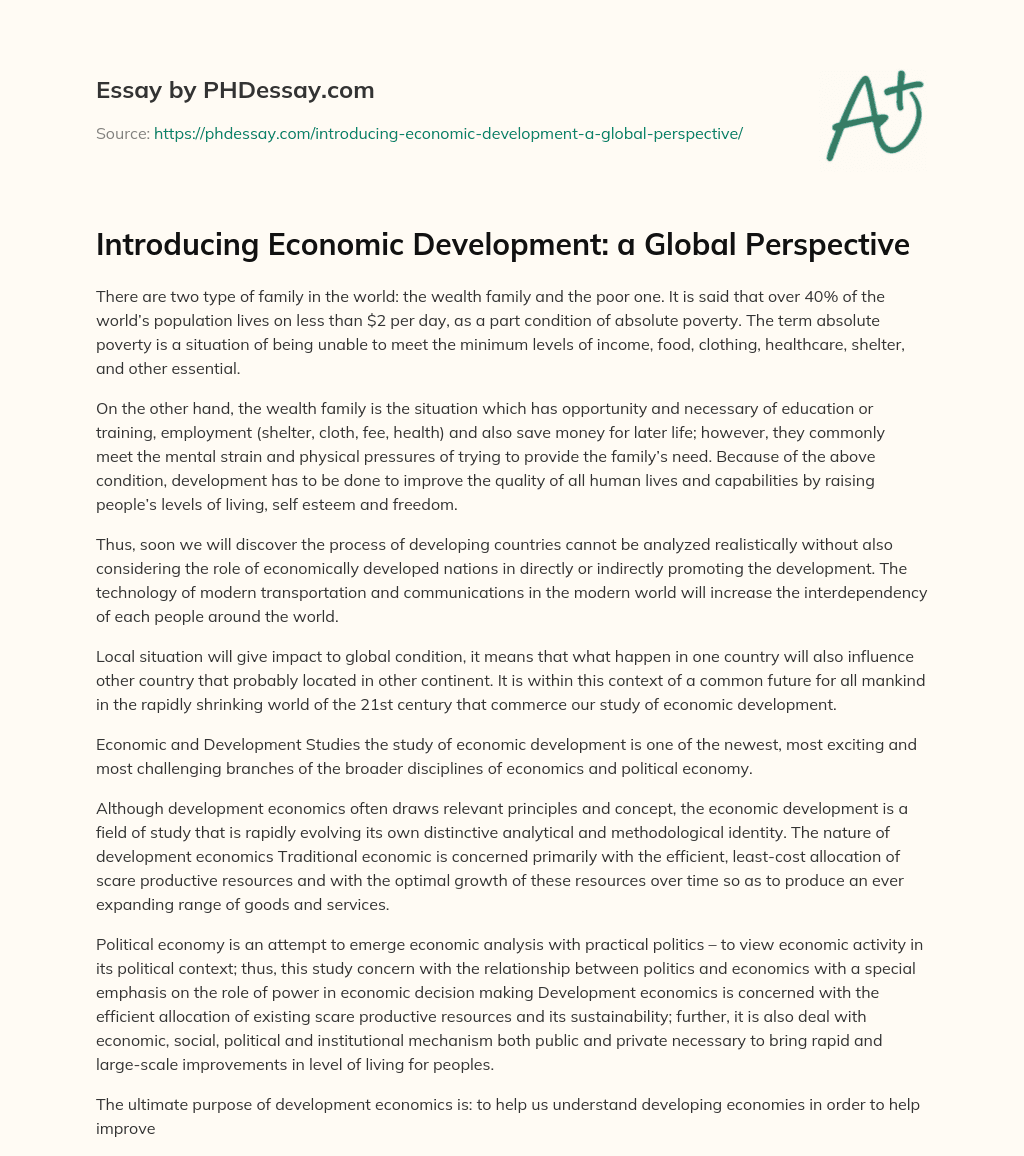 Introducing Economic Development: a Global Perspective essay