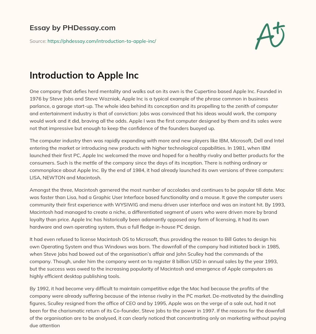 short essay on apple company