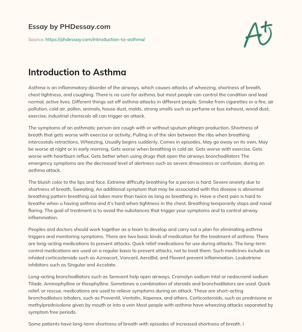 introduction on asthma essay