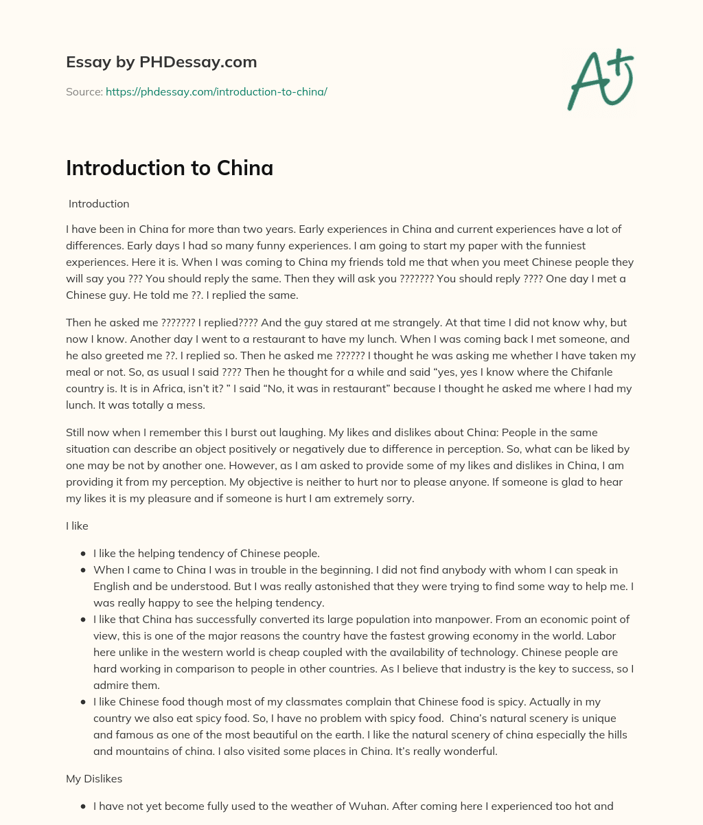 china essay introduction