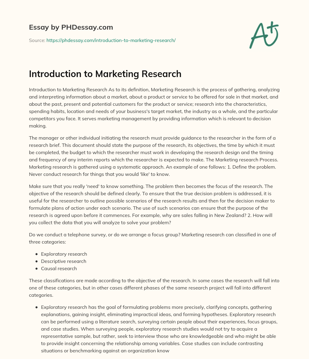 example of introduction in marketing research