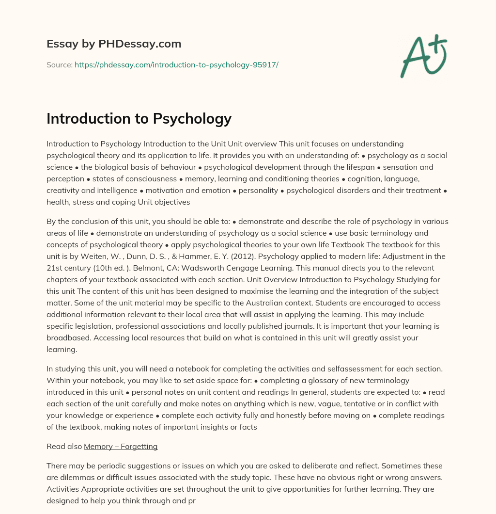 introduction for a psychology essay