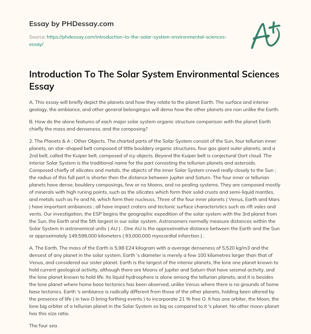 solar system introduction essay