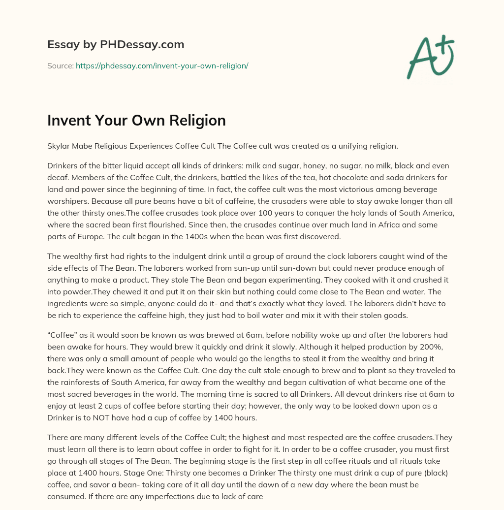 Invent Your Own Religion essay