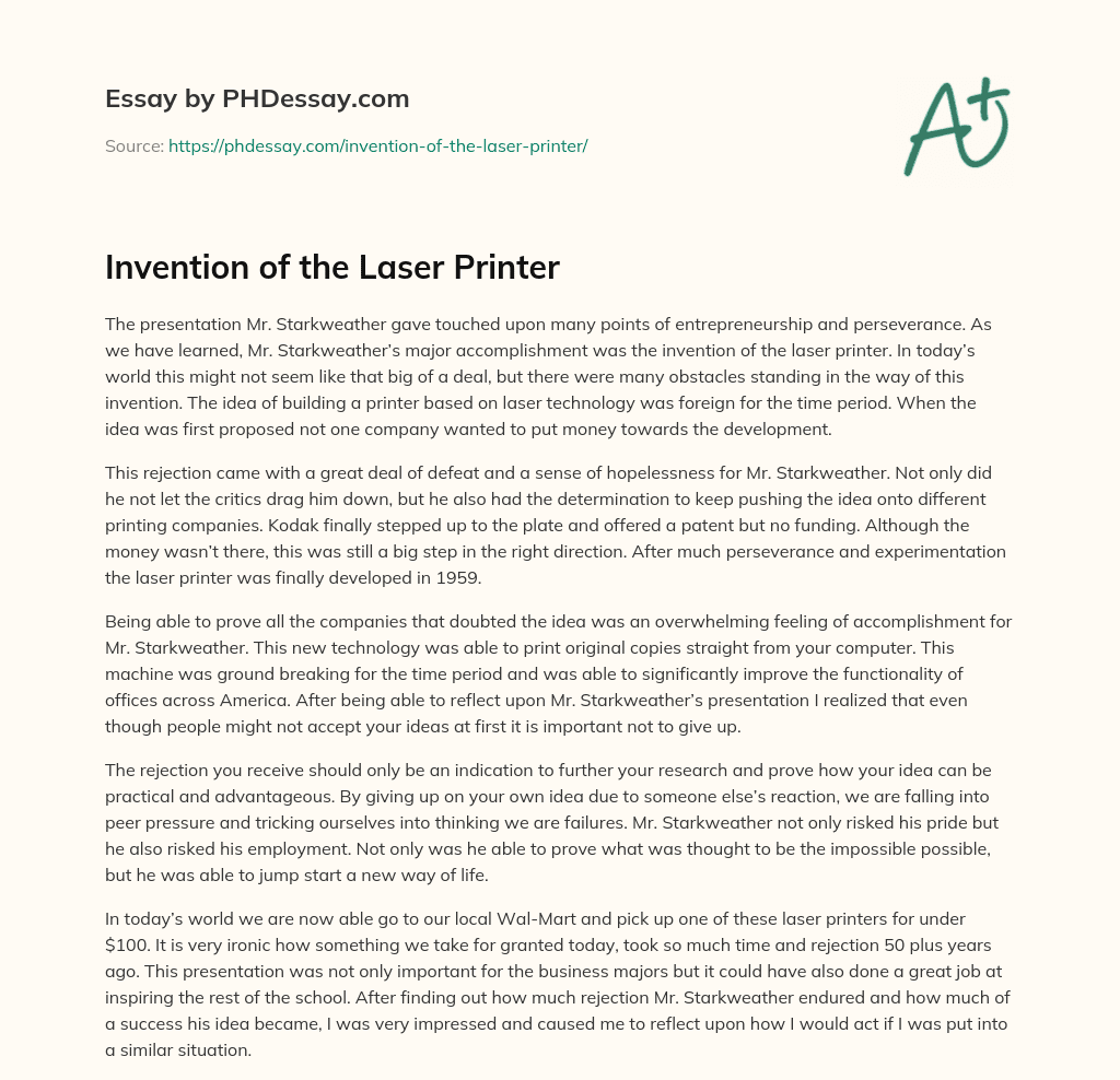 Invention of the Laser Printer essay