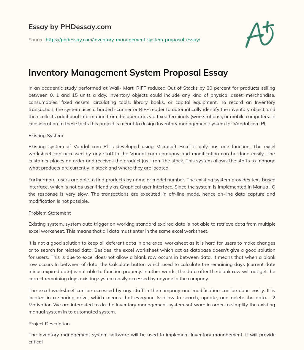 inventory management system research proposal