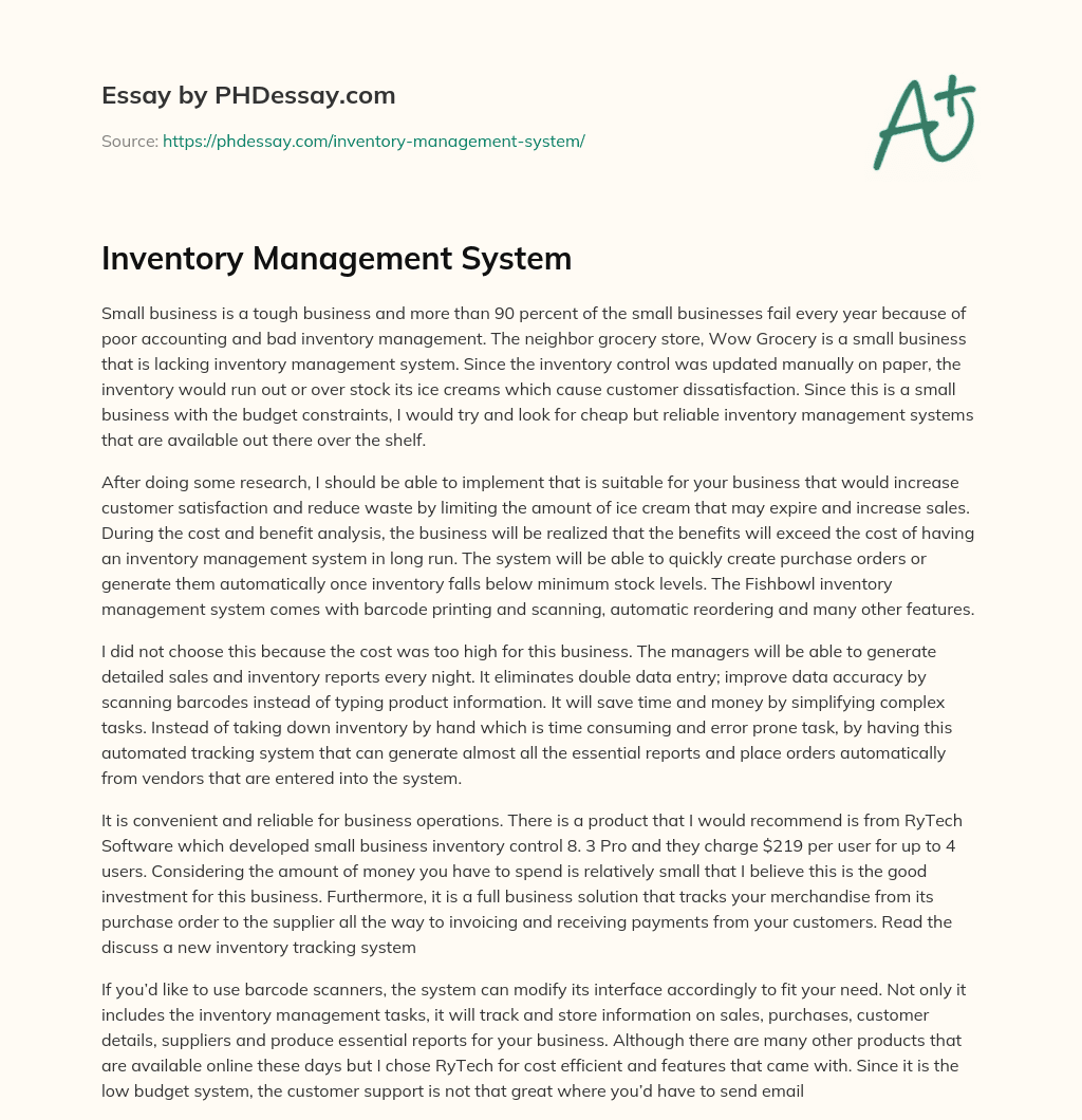 Inventory Management System essay