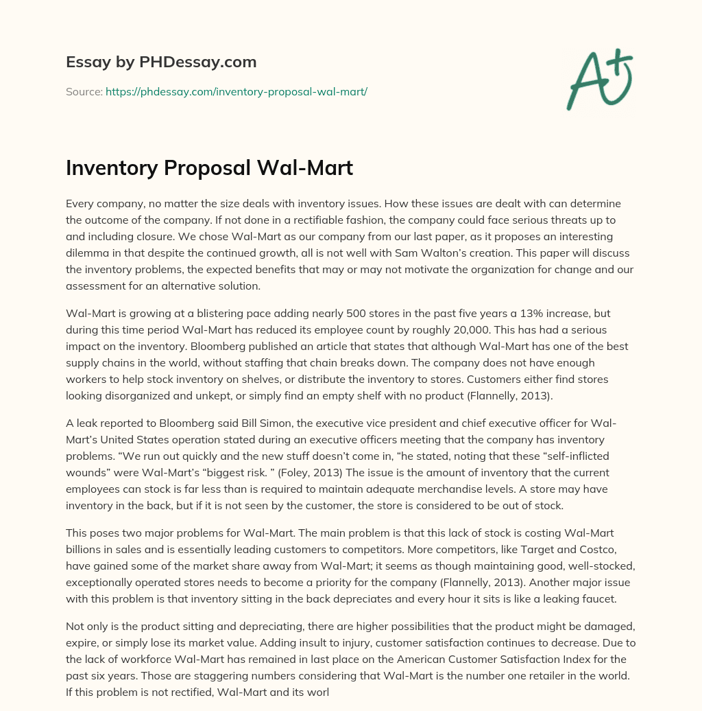 Inventory Proposal Wal-Mart essay