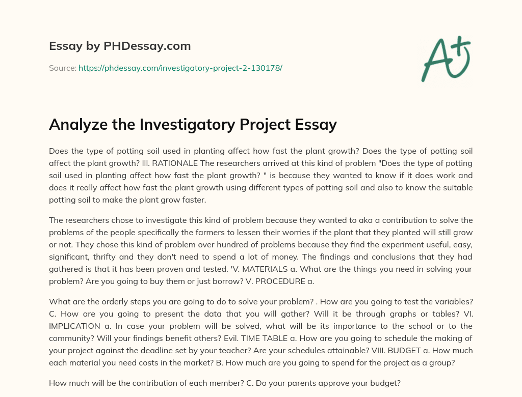 Effect of Potting Soil on Plant Growth: A Research Study essay