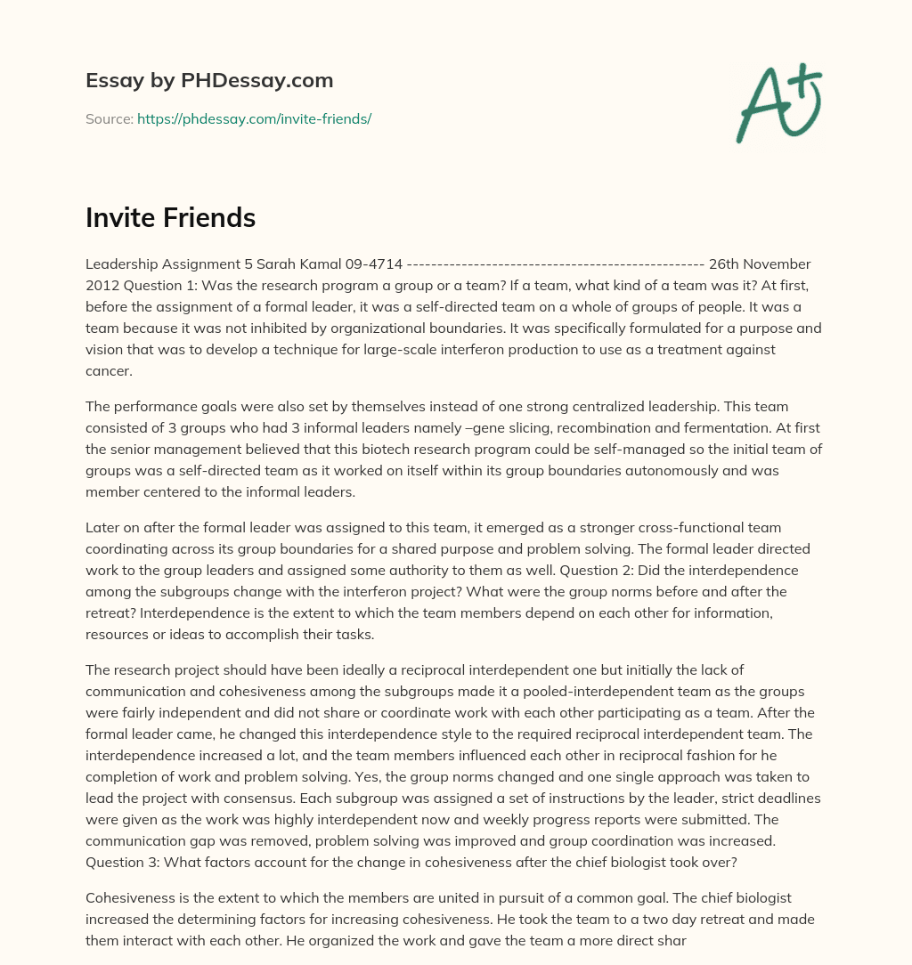 Invite Friends essay