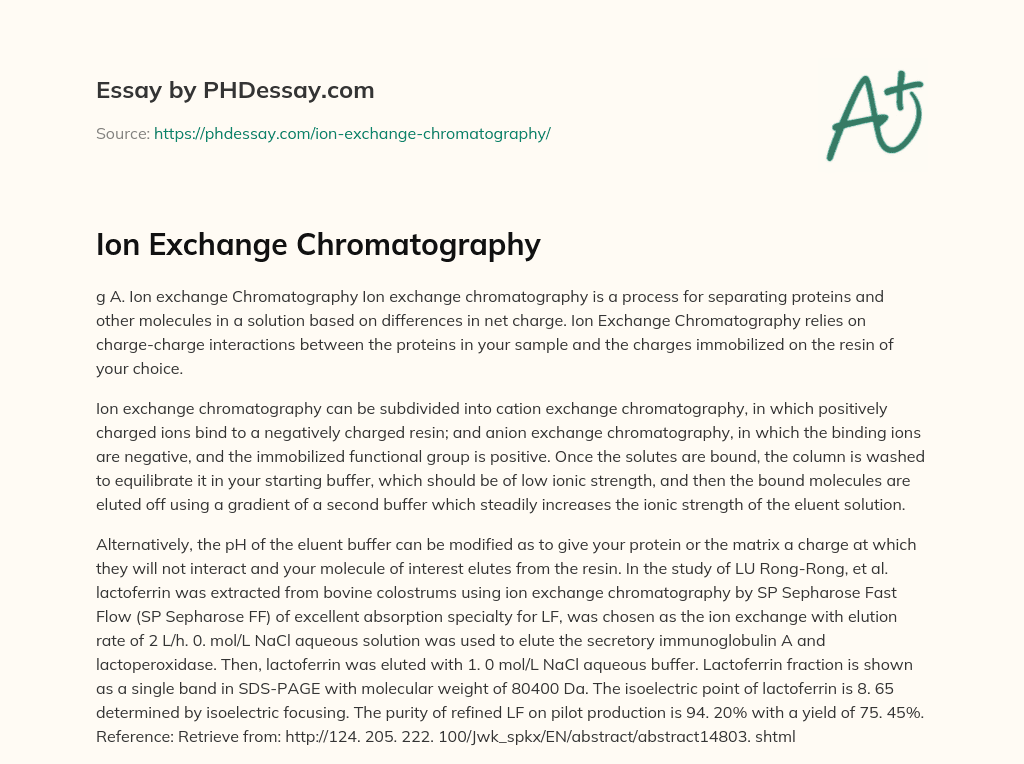 Ion Exchange Chromatography essay