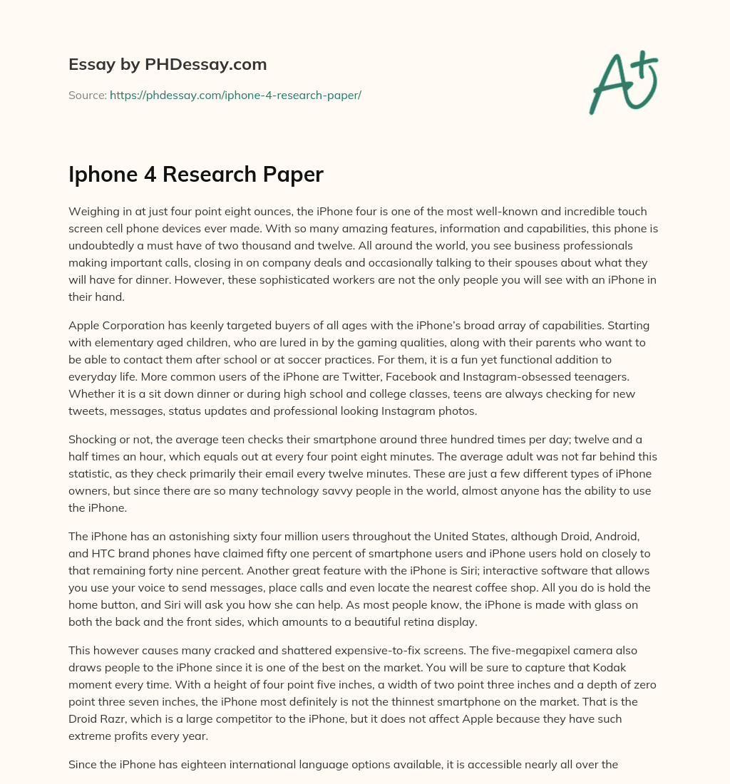 Iphone 4 Research Paper essay
