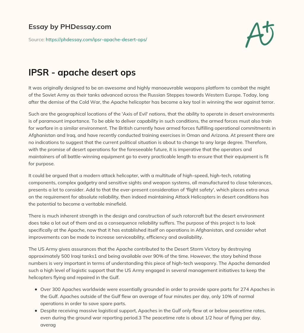 IPSR – apache desert ops essay