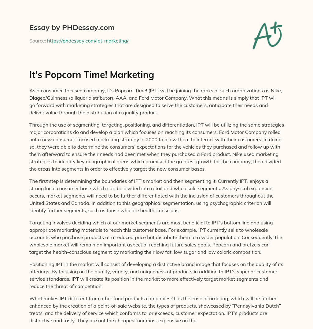 It’s Popcorn Time! Marketing essay