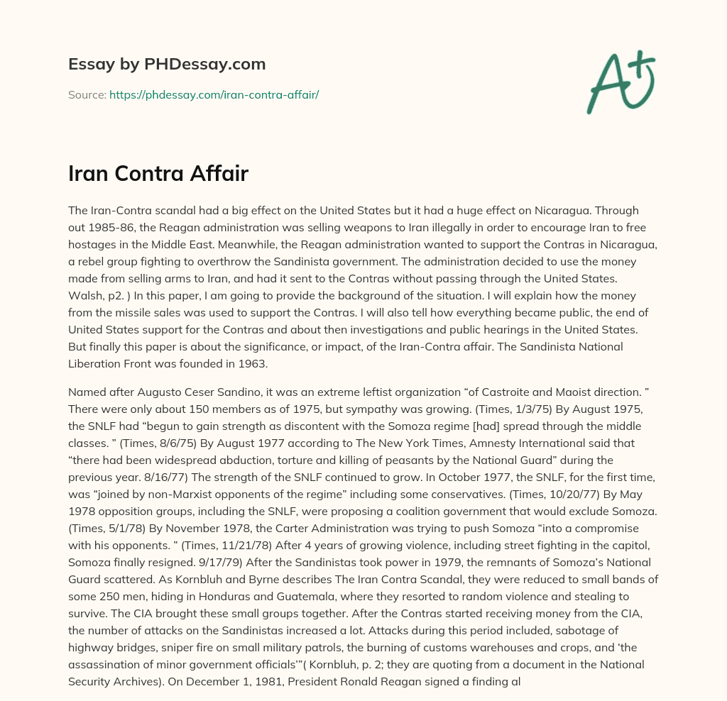 Iran Contra Affair essay