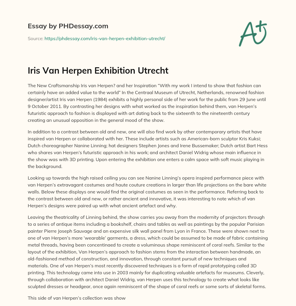 Iris Van Herpen Exhibition Utrecht essay
