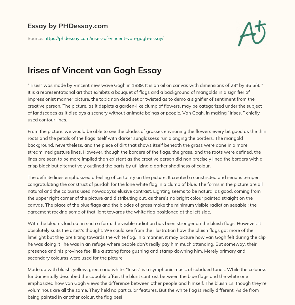 Irises of Vincent van Gogh Essay essay