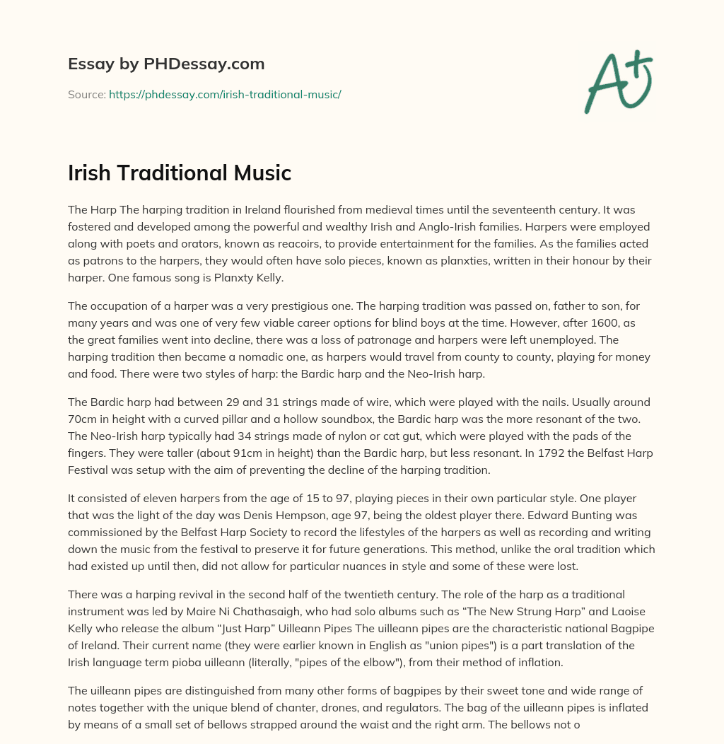 Irish Traditional Music essay