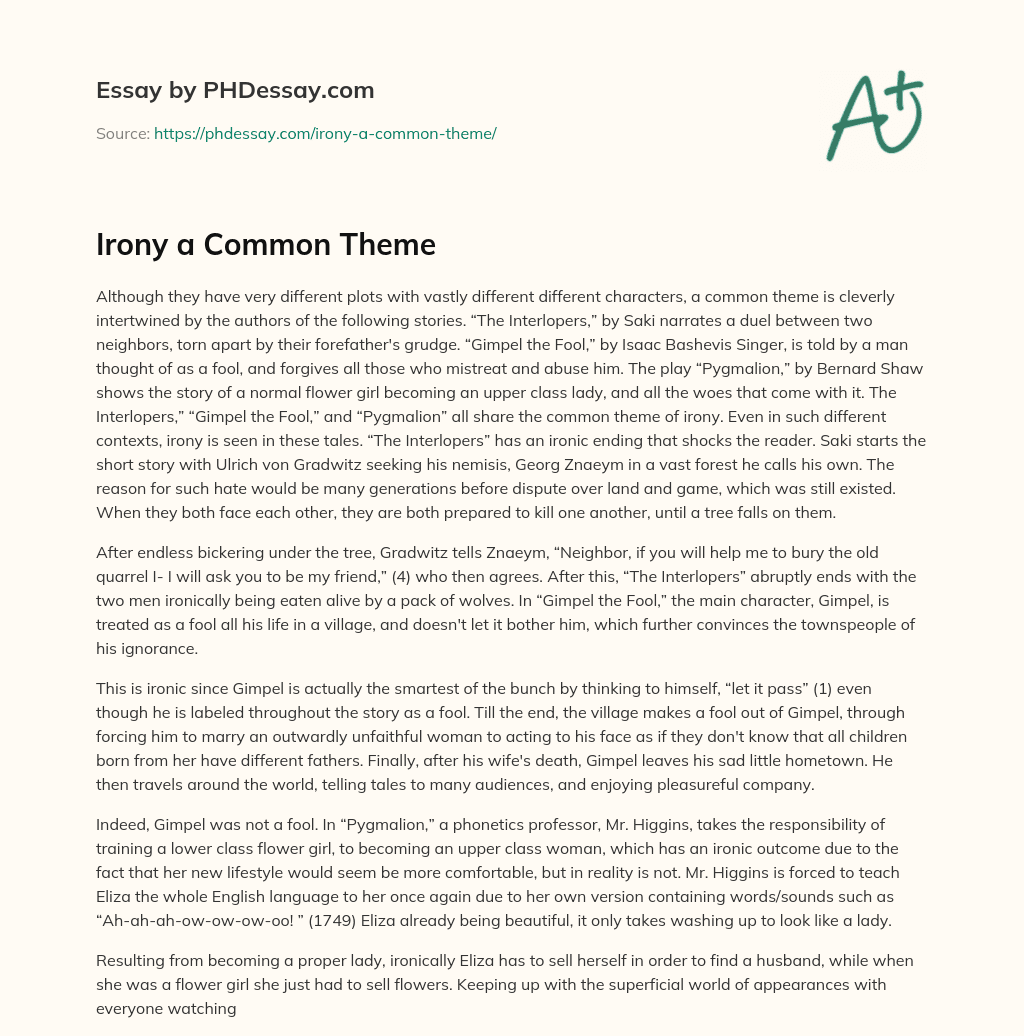 Irony a Common Theme essay