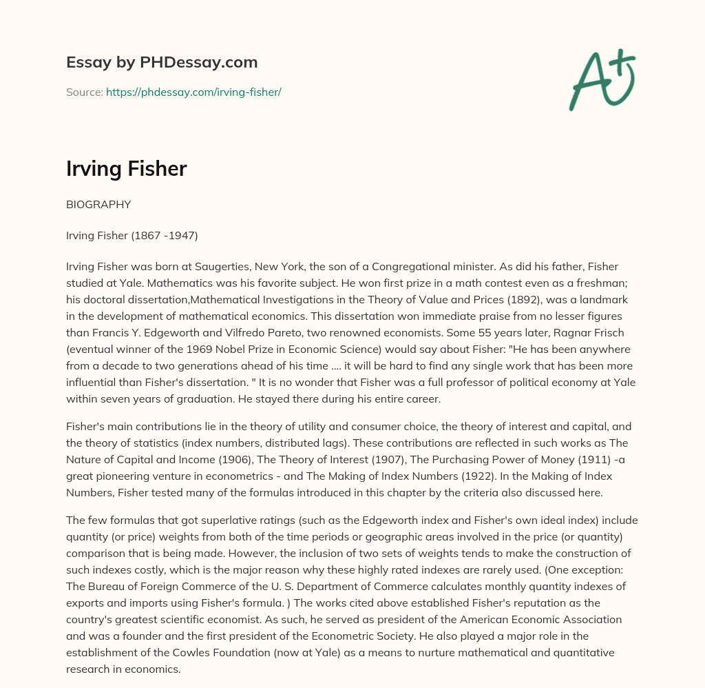Irving Fisher essay