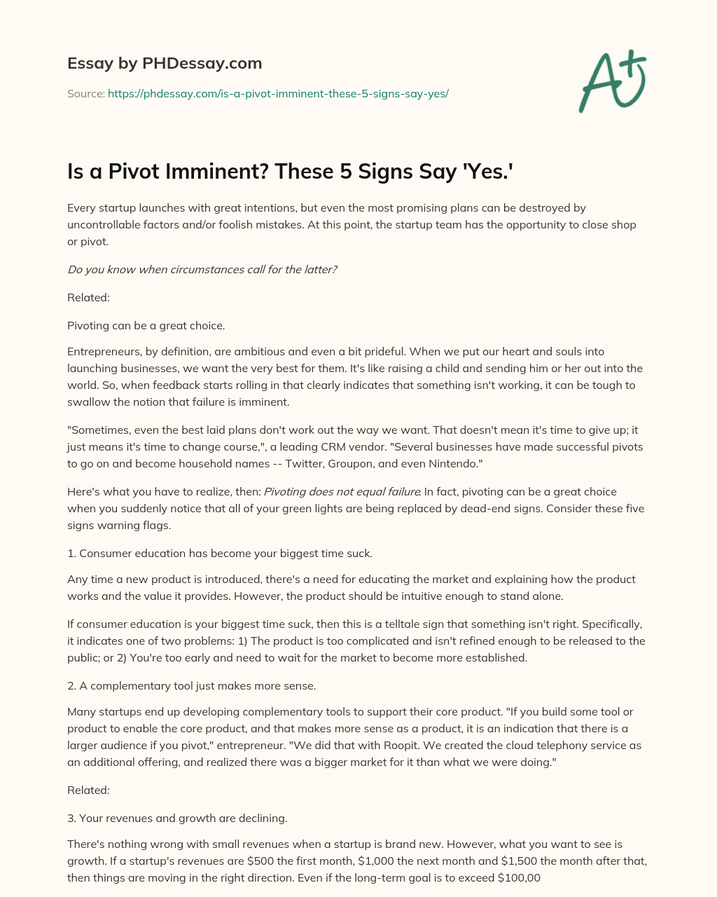 Is a Pivot Imminent? These 5 Signs Say ‘Yes.’ essay