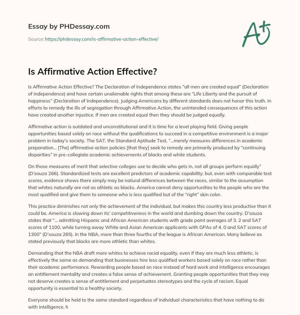 Is Affirmative Action Effective? essay