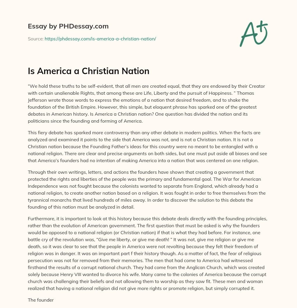 Is America a Christian Nation essay