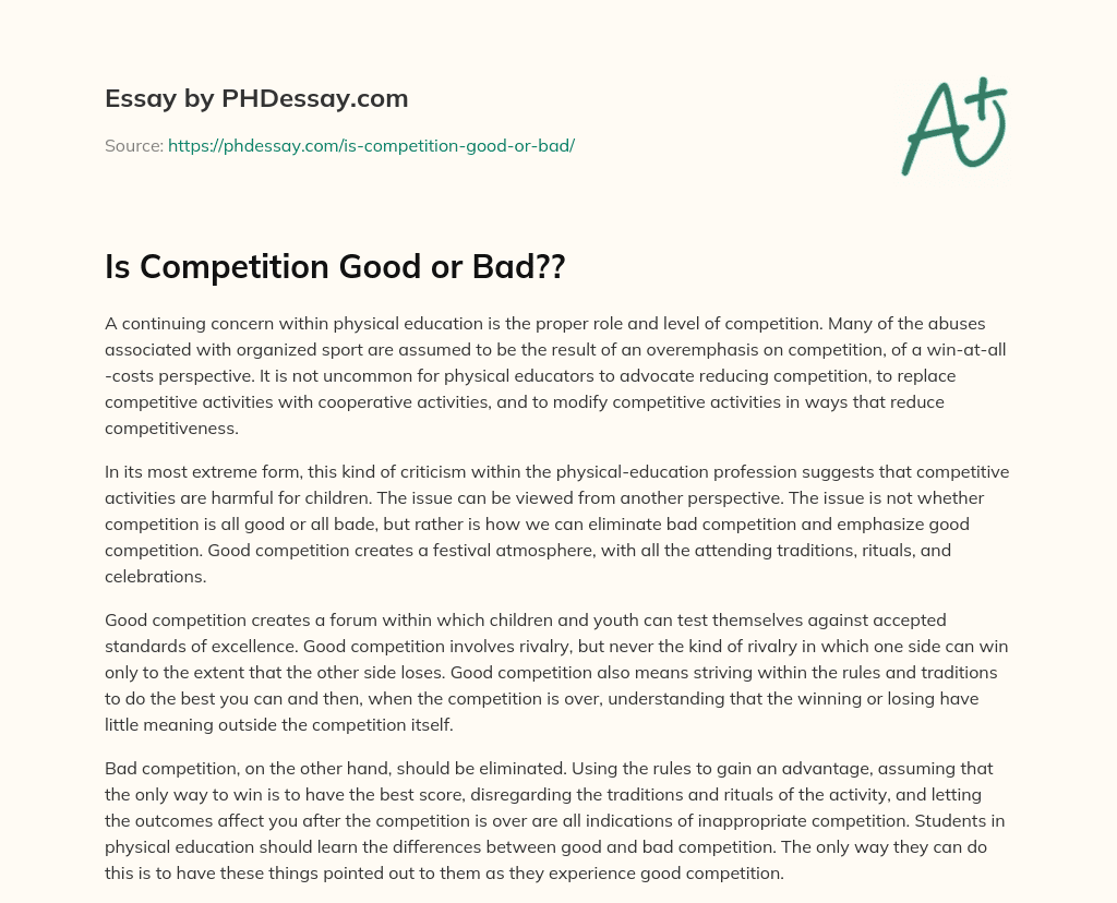 competition good or bad essay