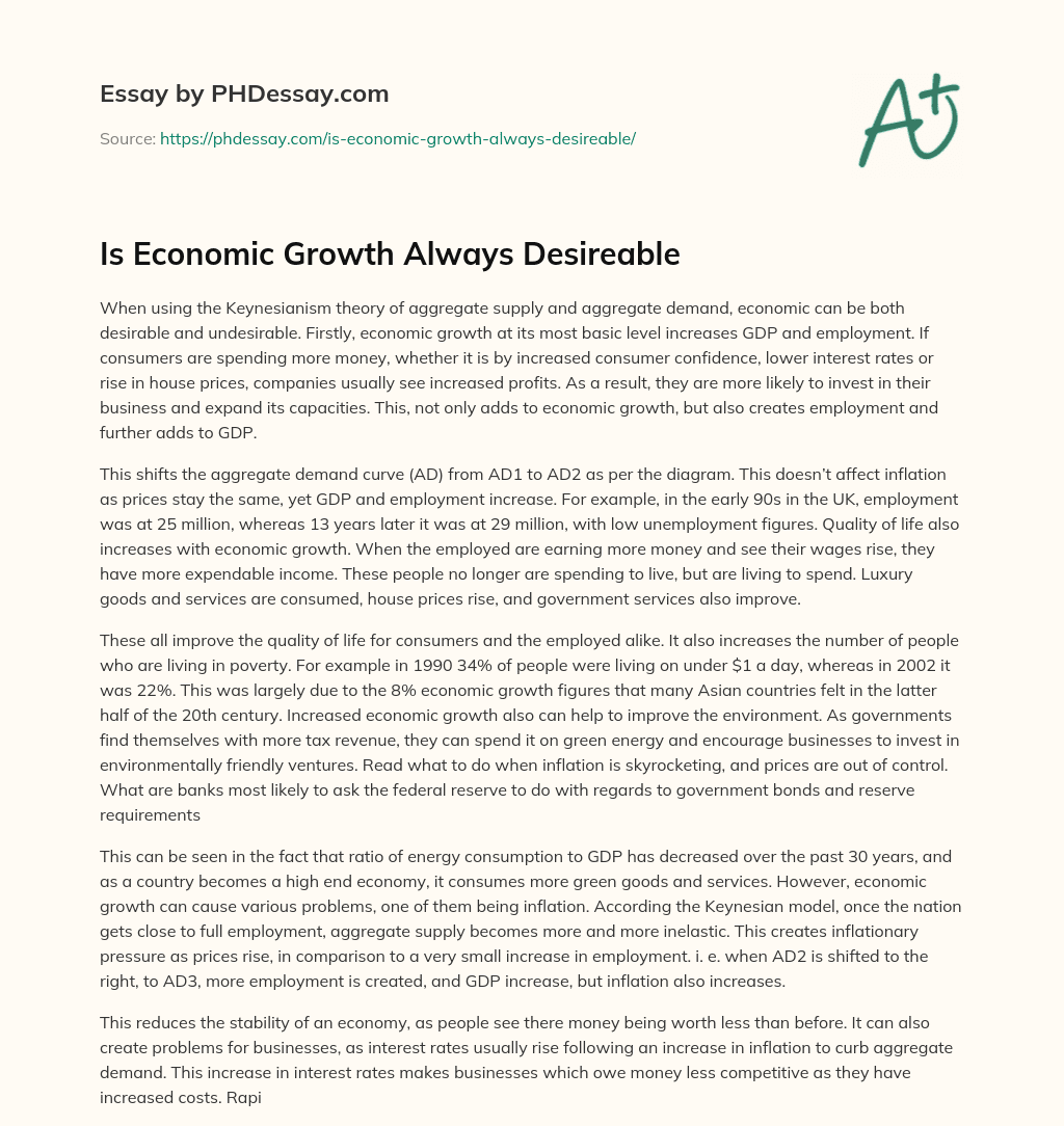 Is Economic Growth Always Desireable essay