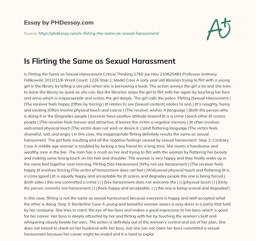 Is Flirting the Same as Sexual Harassment essay