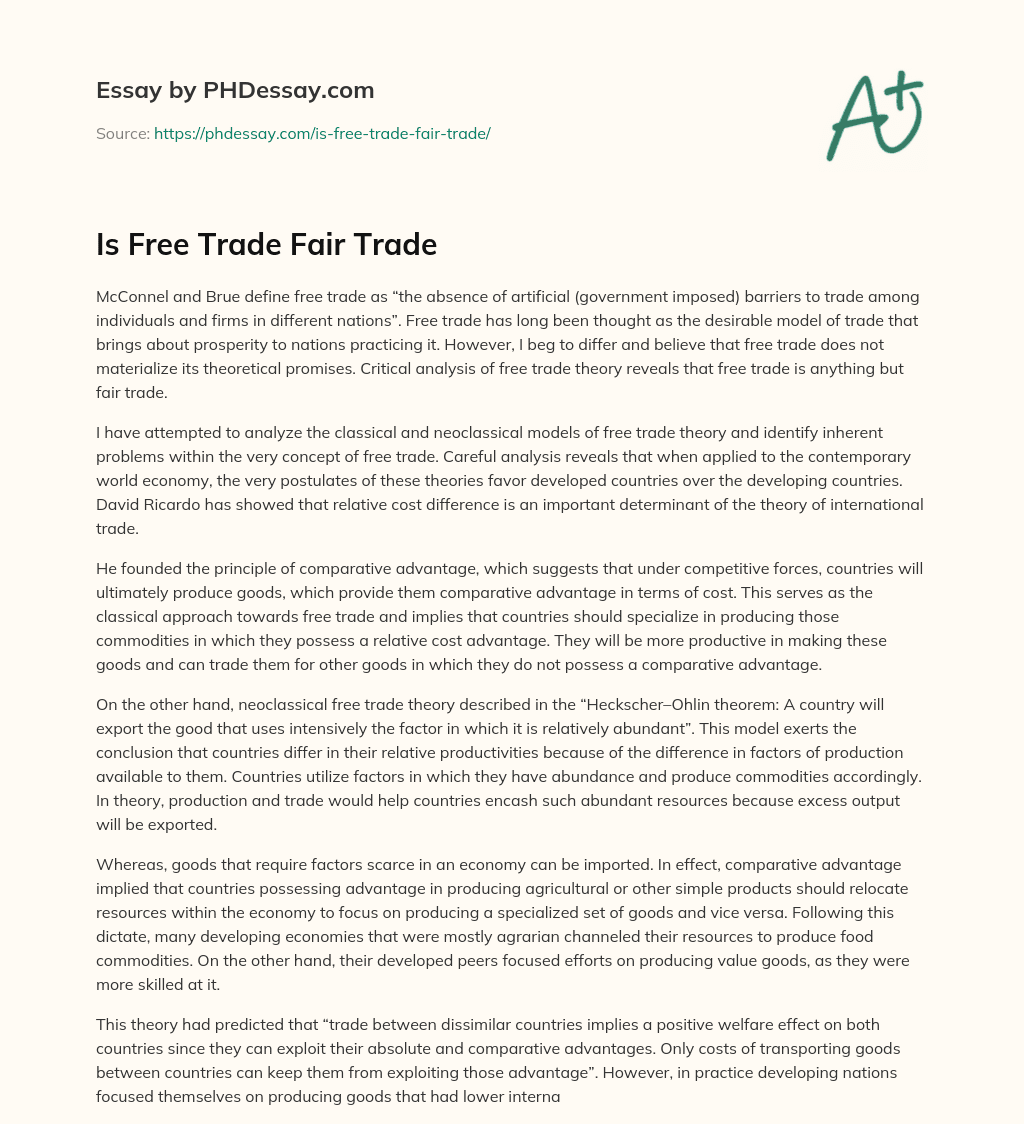 Is Free Trade Fair Trade essay