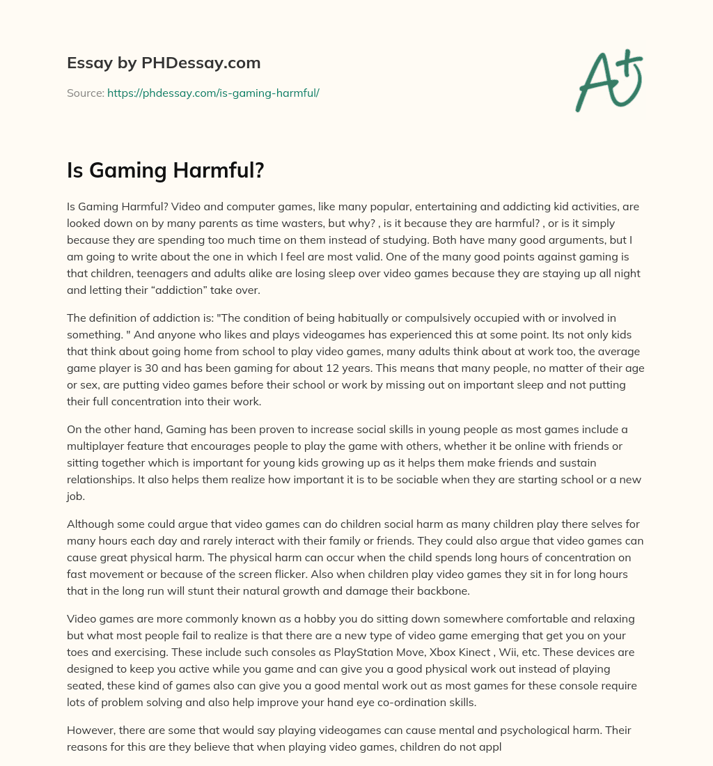 Is Gaming Harmful? essay