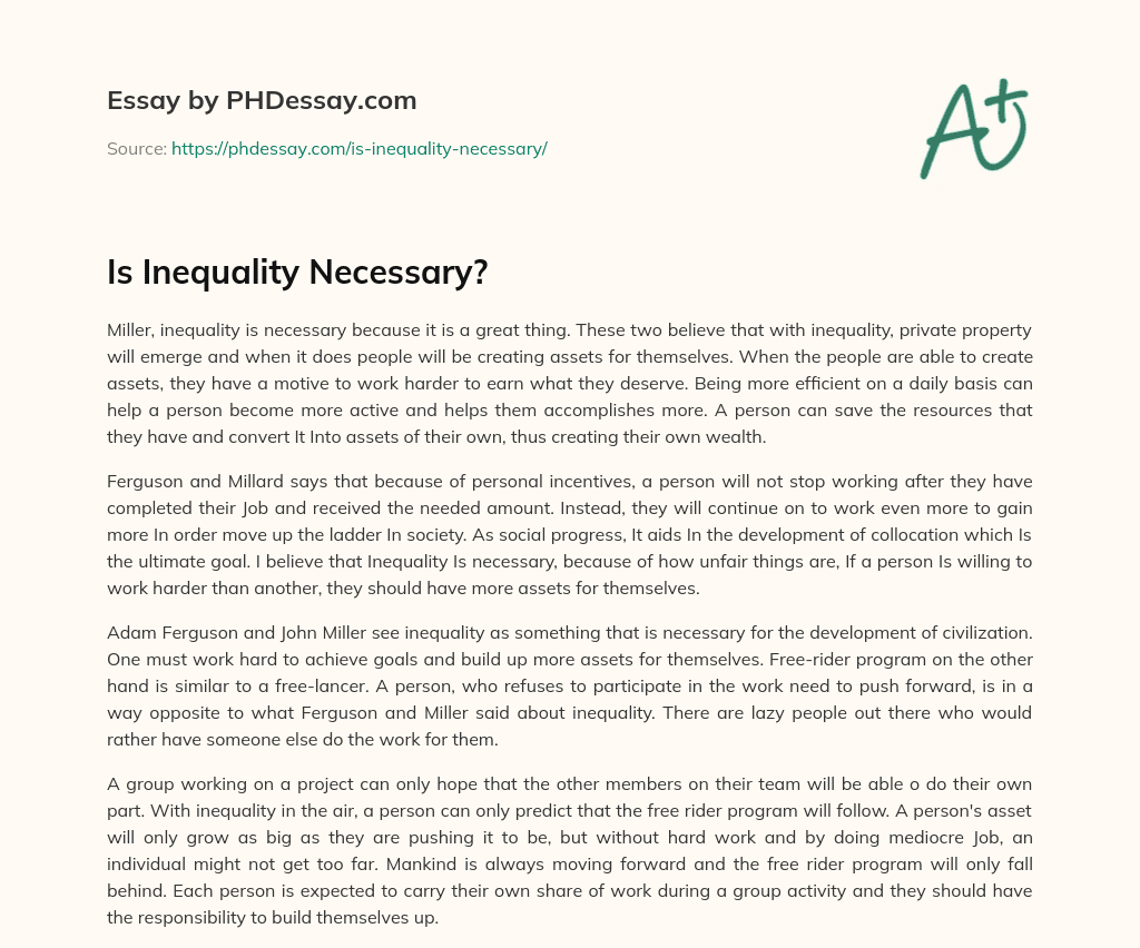 Is Inequality Necessary? essay