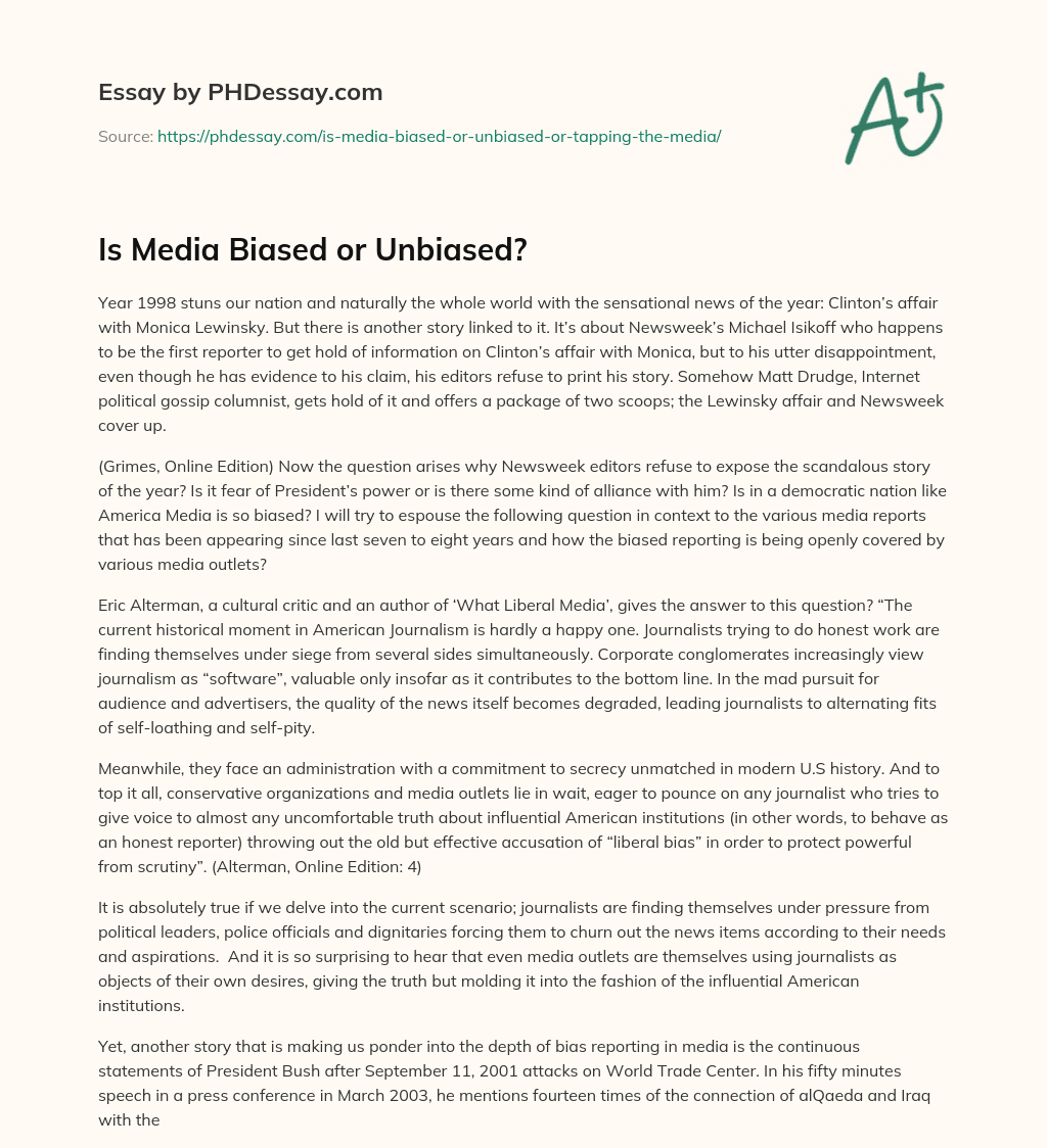 Is Media Biased or Unbiased? essay